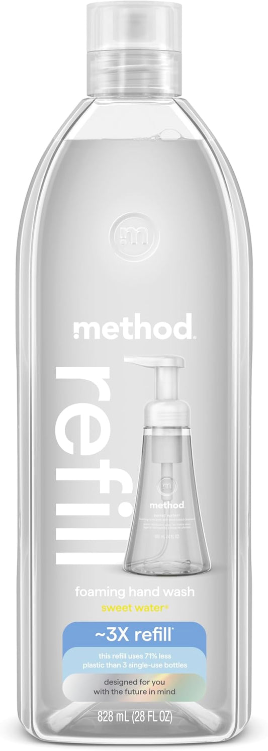 Method Foaming Hand Soap, Refill, Sweet Water, Recyclable Bottle, 28 oz, (Pack of 1) (Packaging May Vary)