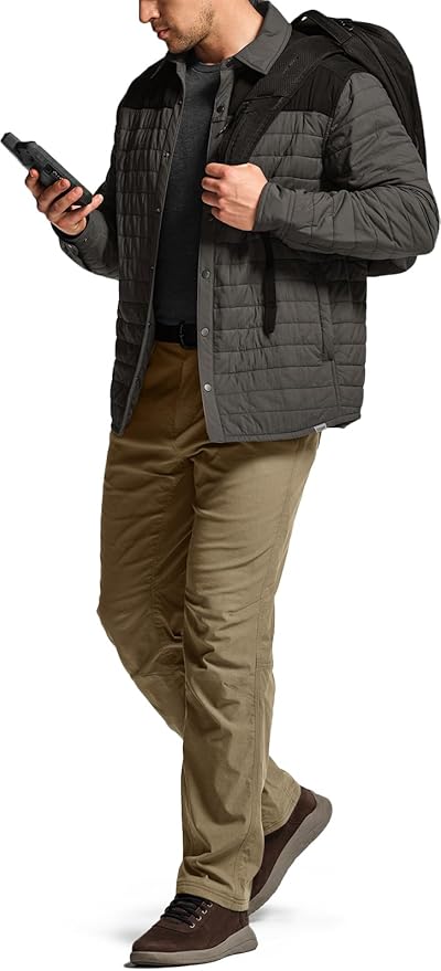 CQR Men's Winter Fleece Lined Pants, Water-Resistant Outdoor Stretch Work Pants, Windproof Casual Pants with Pockets