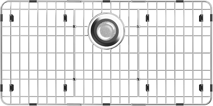 Sink Protector for Kitchen Sink,Metal Sink Rack 28-7/8" X 14-3/8",Corner Radius 4/5",Stainless Steel Sink Grate with Rear Drain Hole for Single Bowl,Sink Grid for Bottom of Sink with Strainer,1 Pack