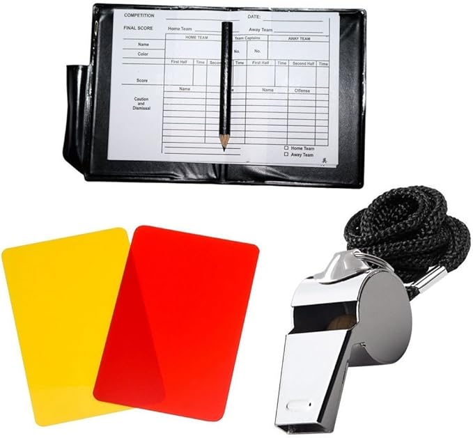 Golvery Soccer Kit - Metal Whistle with Referee Cards Set, Referee Cards for Soccer Football, Ideal Referee Kits for Game Sports
