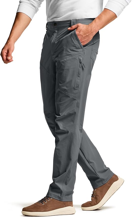 CQR Men's Vent Stretch Pants, Quick Dry Lightweight Casual Cargo Pants, Water Resistant Straight-Fit Utility Work Pants