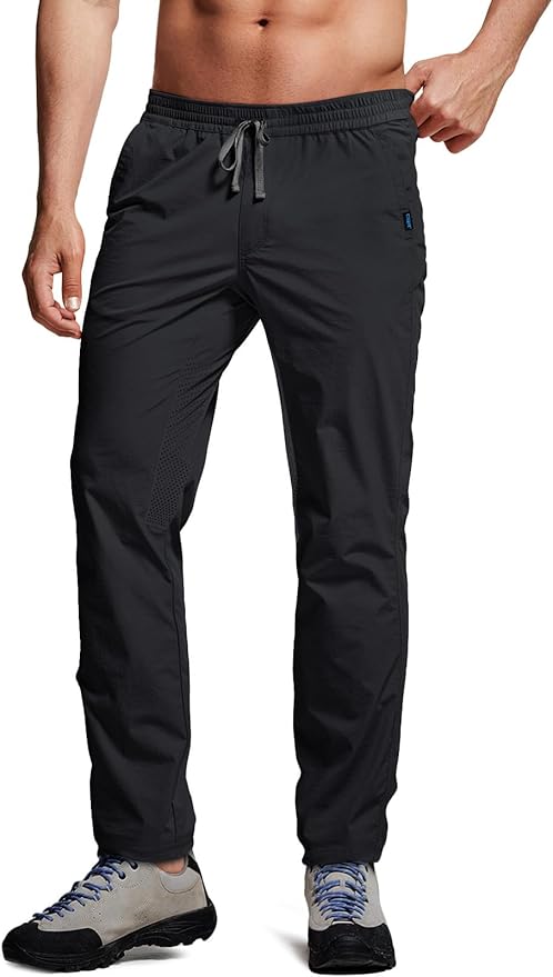 CQR Men's Lightweight Vent Hiking Pants, Water-Resistant & Breathable Sports Outdoor Athletic Pants with Elastic Waist