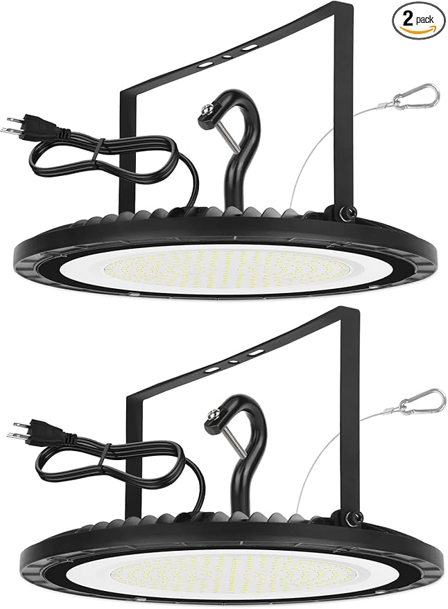 Supber Bright 200W UFO LED High Bay Light, 28000 LM with US Plug 5ft Cable,5000K AC100-277V LED Shop Light for Garage Warehouse Workshop LED Commercial Fixture