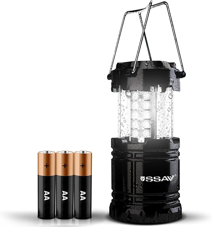 1 Pack LED Camping Lantern, LED Lanterns, Suitable Survival Kits for Hurricane, Emergency Light for Storm, Outages, Outdoor Portable Lanterns, Black, Collapsible | Batteries Included