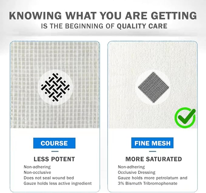 EVERLIT Xeroform Petrolatum Dressing | Sterile, Non-Adherent Occlusive Fine Mesh Gauze Pad | Non-Toxic, Gentle Patch for Burns, Laceration, Surgical Incisions & Skin Grafts (5" x 9" | Pack of 25)