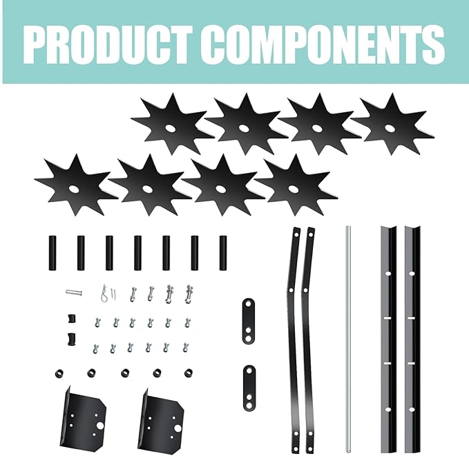 45 Inch Towed Spike Aerator, Tractor Lawn Aerator with 8 Steel Spike Discs, Mower Hitch, Lawn Soil Penetrator with Extra Wide Drawbar for Farm, Planting (Black, 45 Inch)