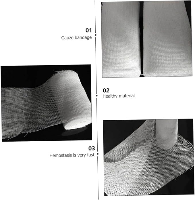 10pcs Gauze Rolls First Aid Dressing Wrap for Wound Care Training Absorbent Conforming Bandages for Surgery Aftercare and Sports Protection