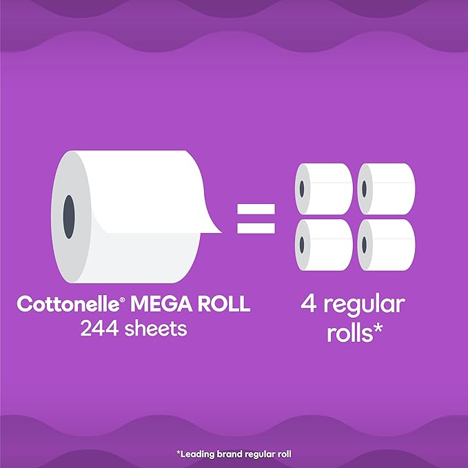 Cottonelle Ultra Comfort Soft Toilet Paper, 4 Mega Rolls = 16 Regular Rolls
