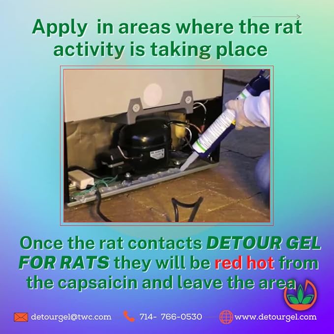 DETOUR Gel for Rats | Professional Grade Rat Mice Repellent | 10 oz Caulking Tube | NSF-Approved for Food Preparation Areas | Protects Car Engine Wires & Outdoor Grills from Rodents | Toxin-Free
