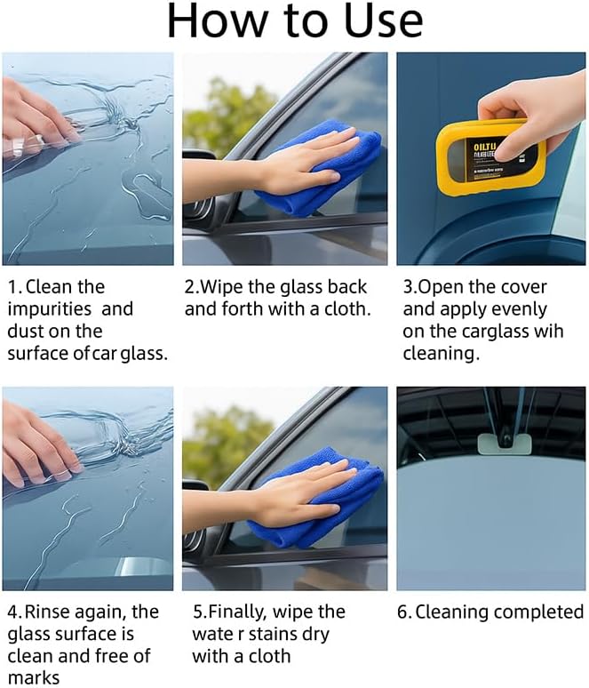 Car Windshield Oil Film Remover, Glass Cleaning Brush, Rain and Fog Prevention, 4 FL OZ (1)