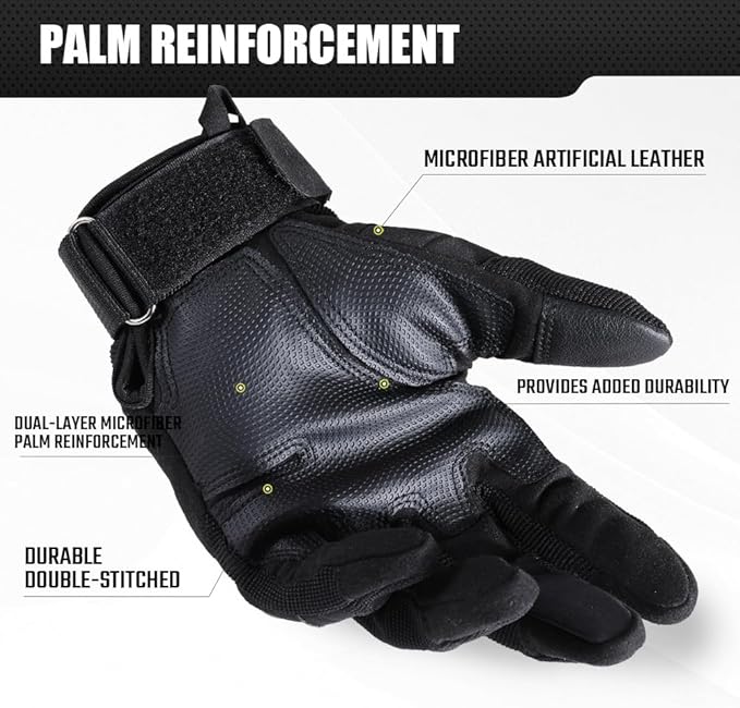Motorcycle Tactical Gloves for Men - Touchscreen, Hard Shell & Palm Padding for Airsoft Paintball Hunting Hiking Camping Climbing Sports Cycling Gloves