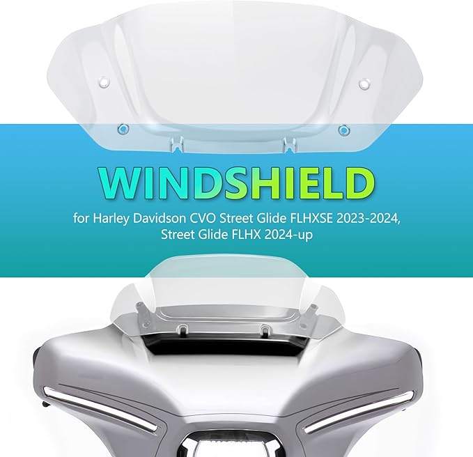 10" Wave Windshield Windscreen Wind Splitter Compatible for Harley Street Glide FLHX, CVO Street Glide FLHXSE 2023 2024 (Clear)