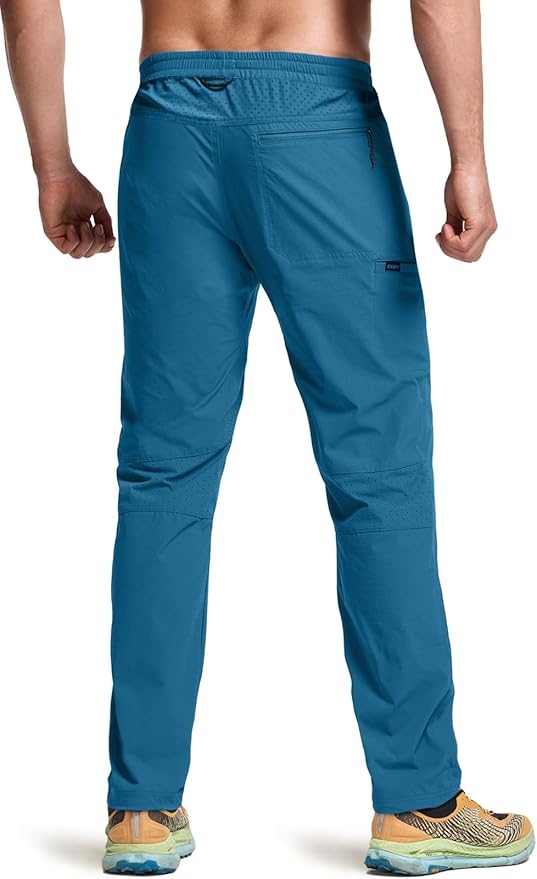 CQR Men's Lightweight Vent Hiking Pants, Water-Resistant & Breathable Sports Outdoor Athletic Pants with Elastic Waist