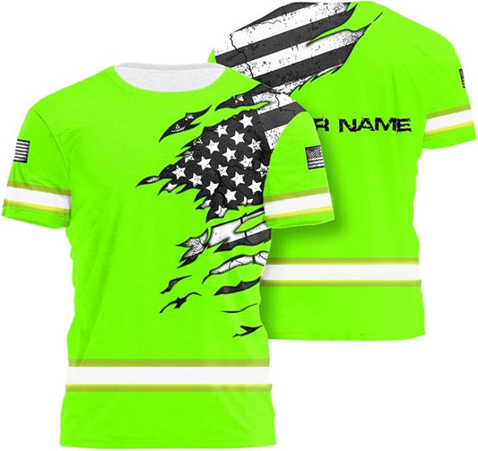 Color US Flag High Visibility Hoodie for Men Women Reflective Tapes Safety Workwear for Worker Runner Patriotic