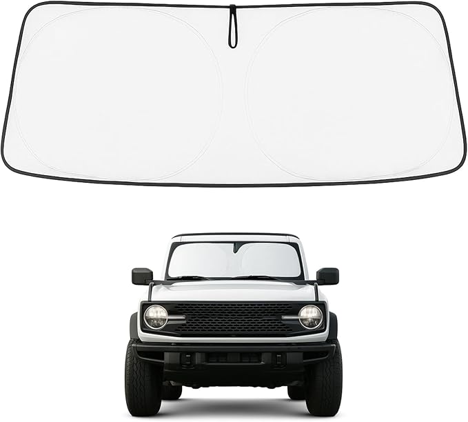 Proadsy Upgrade Windshield Sun Shade Custom Fit Ford Bronco 2/4-Door 2021-2024 2025 Foldable Front Sunshade Protector Blocks UV Rays Keep Car Cooler