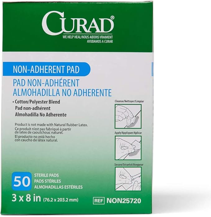 CURAD Sterile Non-Adherent Pad, 3x8 (Pack of 50)