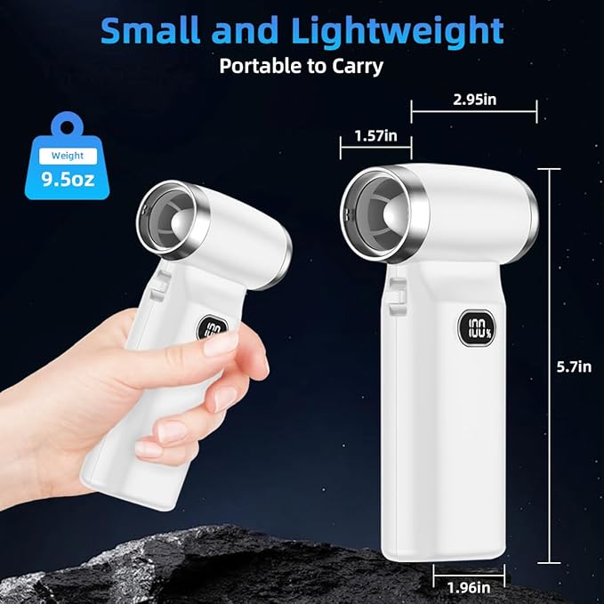 Compressed Air Duster-Stepless Adjustable 110000RPM Electric Mini Air Dust Remover with LED Light, Rechargeable Cordless Canned Blower Fan for PC Keyboard Cleaner Car Cleaning Kit Home Office