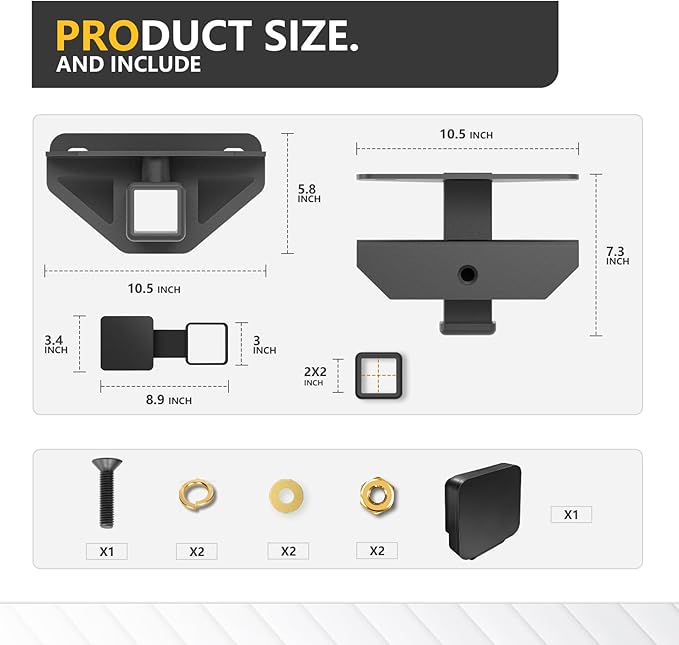 for Ram Tow Hitch Trailer Kit, Class 3 III Rear Bumper Towing Receiver Compatible with 2003-2018 Dodge Ram 1500 & 2019-2024 Ram 1500 Classic & 2003-2013 Ram 2500 3500 Tow Combo with Cover
