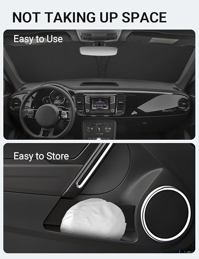 Proadsy 2025 Upgrade Windshield Sun Shade Custom Fit Volkswagen VW Beetle 2012-2019 4-Layer Foldable Front Sunshade Protector Sun Visor Blocks UV Rays Keep Car Cooler