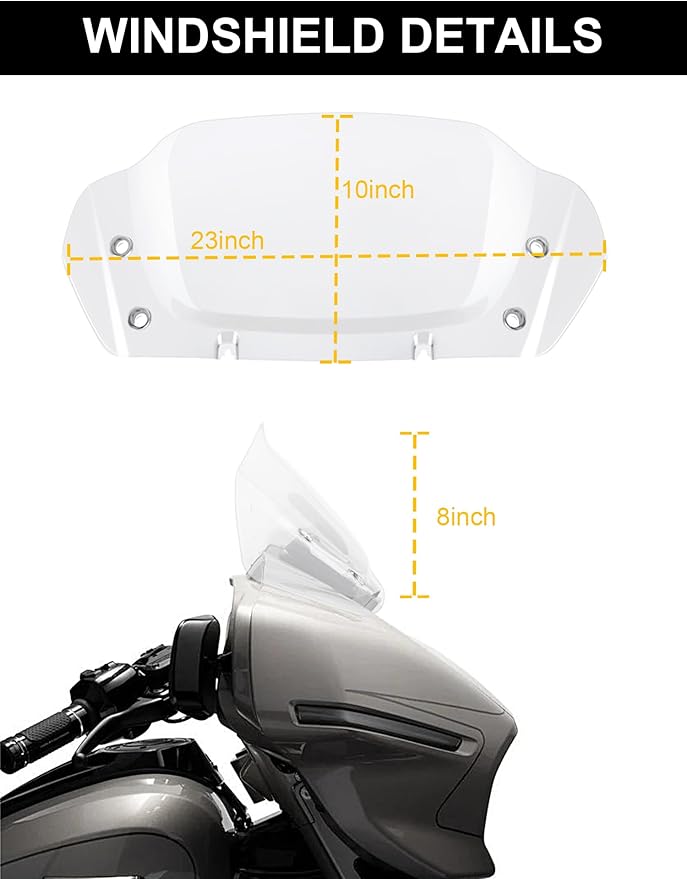 8" Wave Windshield, Windscreen Wind Splitter Compatible for Harley Davidson Street Glide FLHX 2024-2025, CVO Street Glide FLHXSE 2023-25, FLHXU 2025, Clear