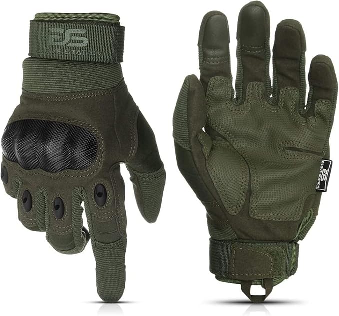 Glove Station Tactical Gloves for Men – Touchscreen Utility Gear with Hard Knuckle Protection Used in Motorcycle, Airsoft, Combat, Police, Shooting & Outdoor Work