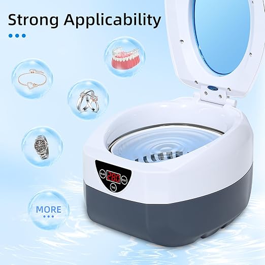 Jewelry Cleaner, Professional Ultrasonic Jewellery Cleaner with Timer, Portable Household Jewelry Cleaning Machine for Eyeglasses, Rings, Razors, Coin, Earrings, Necklaces, Watches, Denture 750 mL
