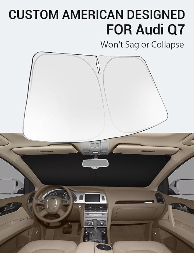 Proadsy Windshield Sun Shade for Audi Q7 2007-2015 Foldable Front Sunshade Protector Sun Visor Blocks UV Rays Keep Car Cooler