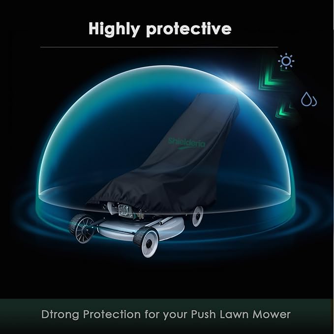 Push Mower Cover Heavy Duty 600D Oxford Fabric with Tear-Resistant Feature , Universal Fit for Push Walk Behind Mowers (EGO, Greenworks, Craftsman, Honda), Includes Drawstring & Storage Bag