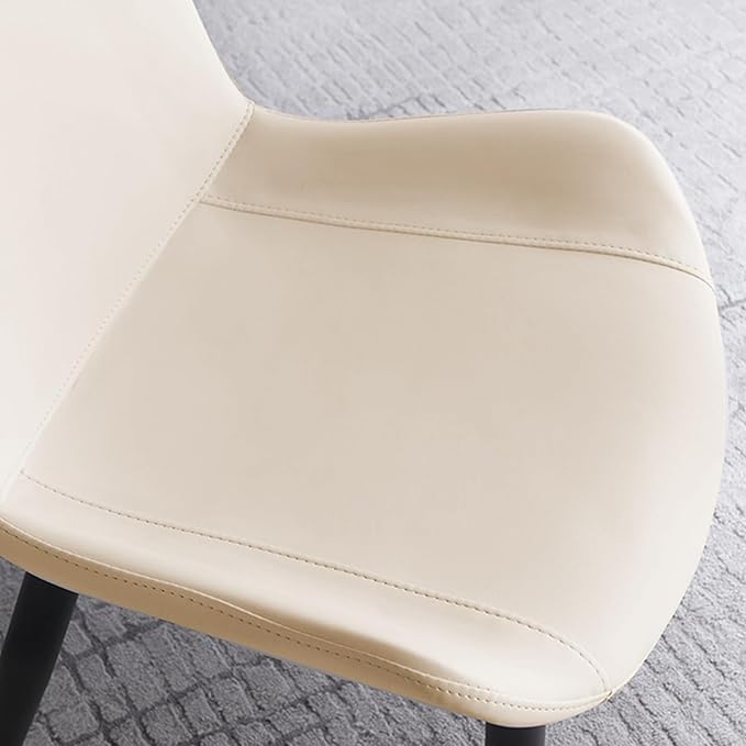 Dining Chairs, Modern PU Leather Dining Room Chair with Sturdy Metal Legs, Upholstered Seat Dinner Chairs Accent Side Chairs for Indoor Kitchen Living Room (Beige, Set of 2)
