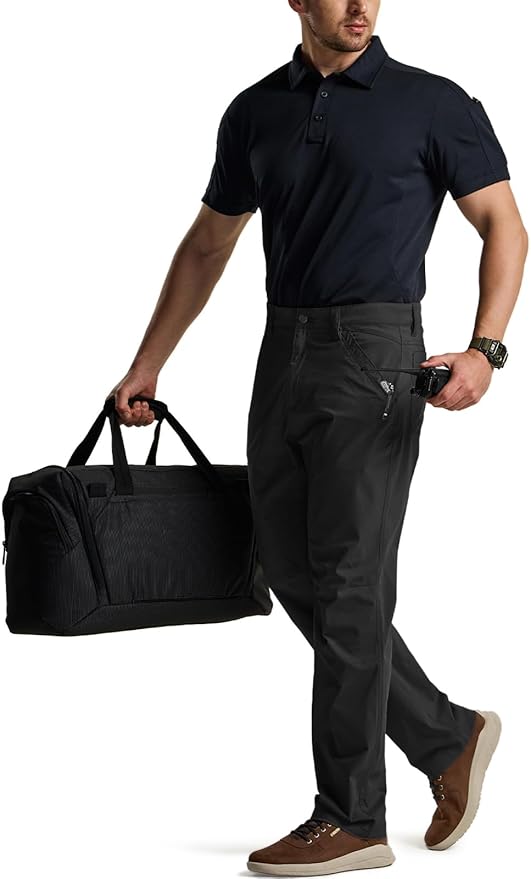 CQR Men's Vent Stretch Pants, Quick Dry Lightweight Casual Cargo Pants, Water Resistant Straight-Fit Utility Work Pants