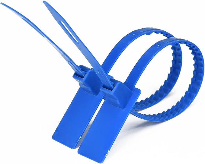 Heavy Duty Plastic Security Seal - Self Locking, Tamper Evident, Truck Trailer Seals (337 mm, Blue, 100 PCS)