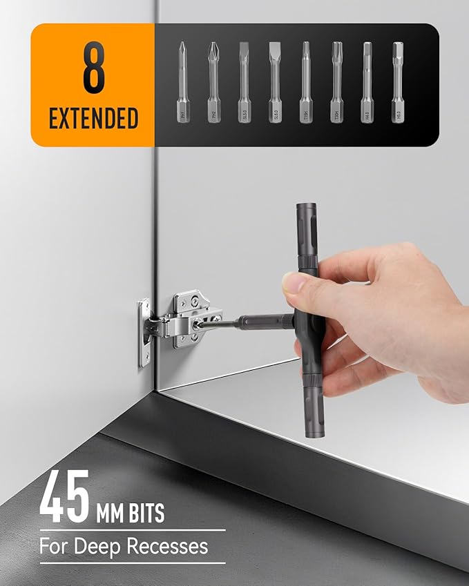 KELIN Magnetic Ratchet Screwdriver Set, 42 in 1 T Handle Ratchet Screwdriver Kits with S2 Steel Bits, Ratcheting Screwdriver for Home Daily Repair, DIY Projects, Ideal Gift for Men Husband