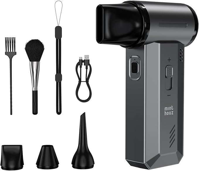 Minthouz Compressed Air Duster-180000RPM Electric Air Duster, Adjustable Wind Speed, Rechargeable Mini Air Blower for Computer, Keyboard, Outdoor, Car Cleaning, Reusable Replaces Compressed Air Can