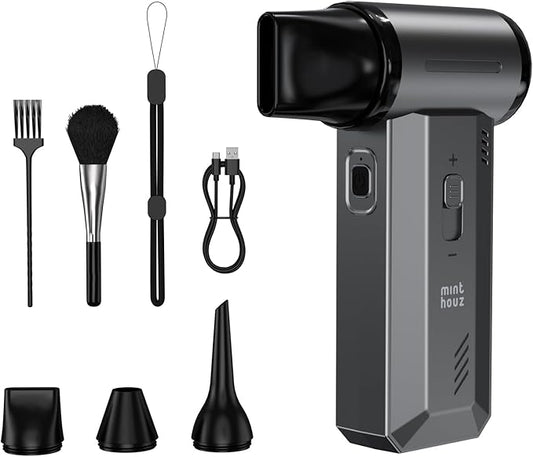 Minthouz Compressed Air Duster-180000RPM Electric Air Duster, Adjustable Wind Speed, Rechargeable Mini Air Blower for Computer, Keyboard, Outdoor, Car Cleaning, Reusable Replaces Compressed Air Can