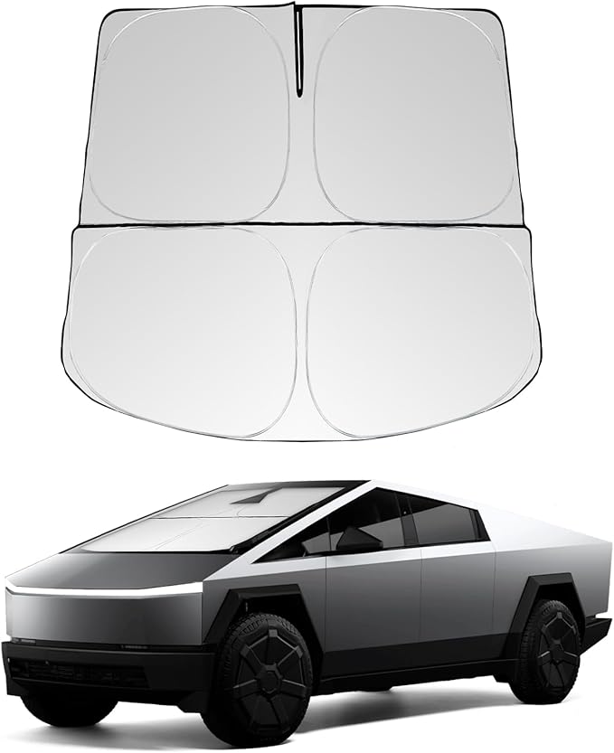 SKTU 2024 2025 2026 Cybertruck Front Windshield Sunshade for 2024 2025 2026 Tesla Cybertruck AWD/Cyberbeast Windshield Sun Shade Foldable for Blocks UV Rays and Blocks Heat and Sun Keeps Vehicle Cool