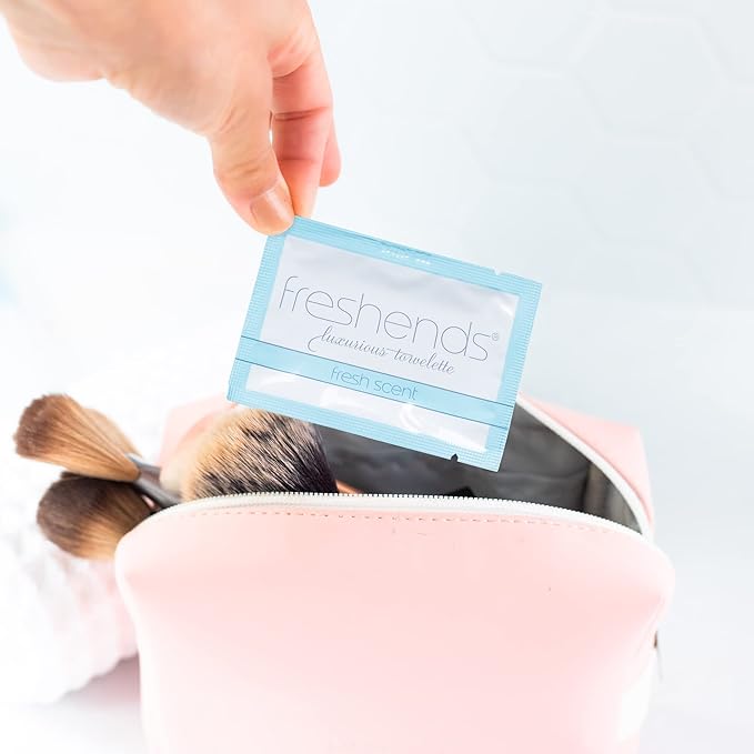 Freshends Flushable Individually Wrapped Wipes – 100 Bulk Pack Luxurious Towelettes, Guest Bathroom Essentials for Weddings, Restaurants, Bars & Clubs – Blue, Travel-Size, Disposable