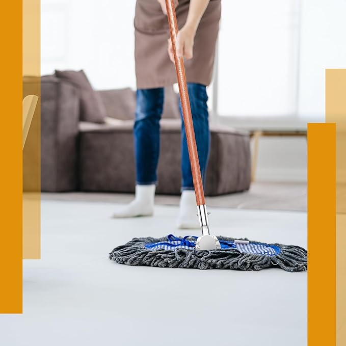 Sliner 6 Pcs Clip on Dust Mop Handle 51.2 Inch Mop Stick Replacement, Swivel Head for Household Wet and Dry Mops, Cleaning Supplies