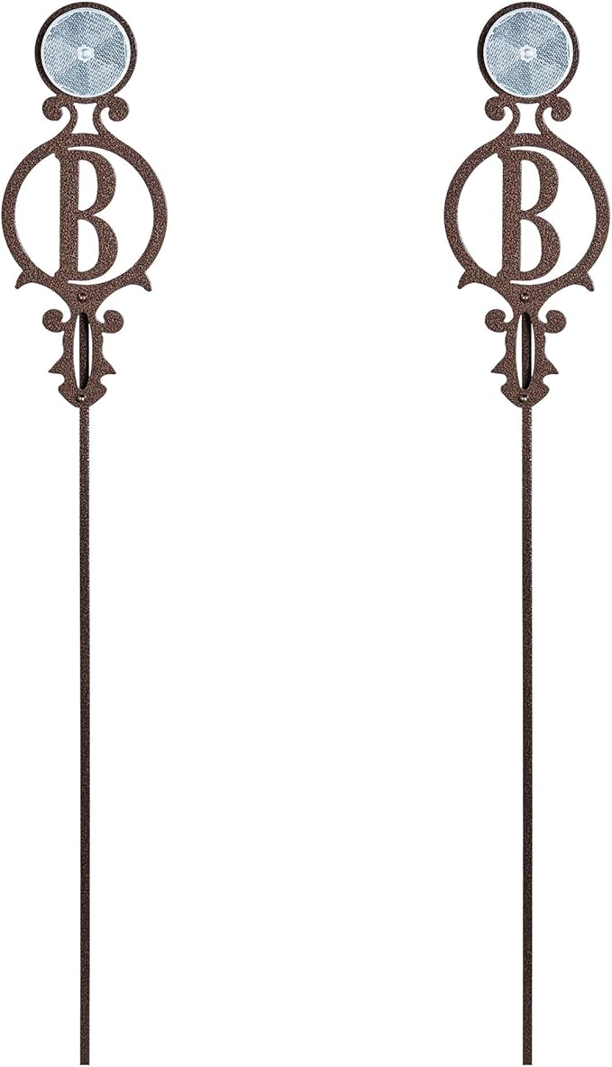 Touch of Class Pathways Reflective Driveway Marker Stake Set of Two for Outdoor Use | Custom Monogram Initial Design | Personalized Tall Reflector Set of 2 | Weathered Bronze Durable Finish