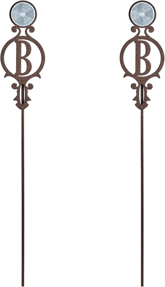 Touch of Class Pathways Reflective Driveway Marker Stake Set of Two for Outdoor Use | Custom Monogram Initial Design | Personalized Tall Reflector Set of 2 | Weathered Bronze Durable Finish
