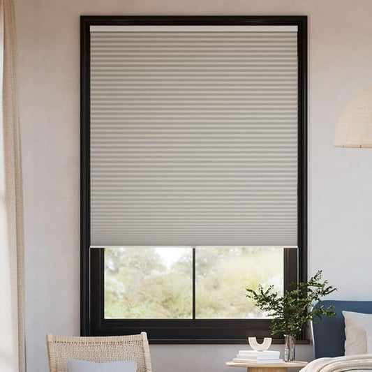 SelectBlinds Cordless Blackout Cellular Shades – No-Drill or Drill Mount – Maximum Darkness & Energy Efficiency – Any Size 13-84” W x 12-84” H, 4 Color Choices, Inside or Outside Mount (Gorgeous Gray)