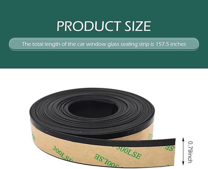 4 PCS Car Window Seal Strip, 13.12FT Waterproof Rubber Sealing Strip, Self-Adhesive Window Trim, Universal for Car Front Rear Windshield, Door (Black)