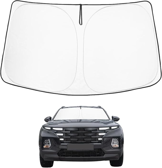 Proadsy 2025 Upgrade Windshield Sun Shade Custom Fit Hyundai Santa Cruz 2022-2024 2025 4-Layer Foldable Front Sunshade Protector Sun Visor Blocks UV Rays Keep Car Cooler