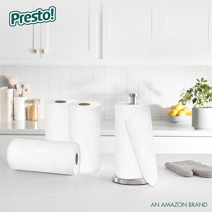 Amazon Brand - Presto! Kitchen Paper Towels - Flex-a-Size, 128 Sheet Family Roll, 6 Rolls (3 Packs of 2), White