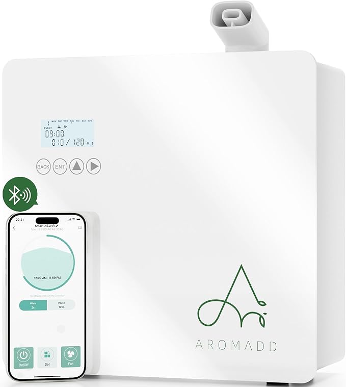 2025 Upgraded 3500 Sq.Ft Smart Scent Machine - HVAC System, Whole House Aroma & Hotel Collection Diffuser, Waterless Essential Oil Diffuser for Home, Office, 600ML Capacity, Cold Air Tech (White)