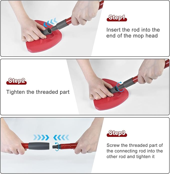 Mop Handle Replacement for Ocedar 4 Section Spin Mop Handle Compatible with Ocedar Spin Mop Refills and Brooms, 30" to 58" Mop Stick for Cedar Floor Cleaning, American Threaded Joint