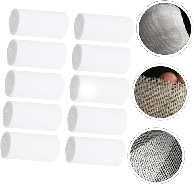 10pcs Gauze Rolls First Aid Dressing Wrap for Wound Care Training Absorbent Conforming Bandages for Surgery Aftercare and Sports Protection