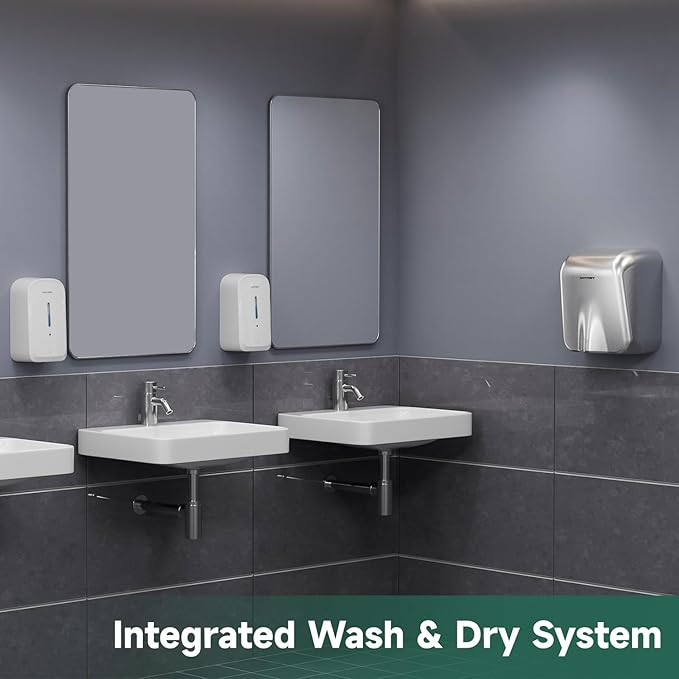 Commercial Automatic Soap Dispenser Large 34oz/1000ml Capacity Wall-Mounted Touchless Liquid Dispenser for High-Traffic Restrooms, Offices, Hospitals Model 1220S White