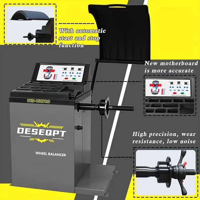 Wheel Balancer – Professional Car Tire Balancing Machine for Auto Repair Shops, Longer Shaft for Wide Wheels, High-Precision Sensor, Fault Diagnosis & Self-Calibration – Heavy-Duty Steel