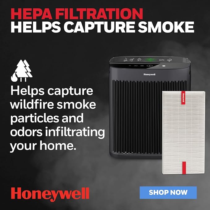 Honeywell HEPA Air Purifier Filter R, 3-Pack for HPA 100/200/300 and 5000 Series - Airborne Allergen Air Filter Targets Wildfire/Smoke, Pollen, Pet Dander, and Dust, White