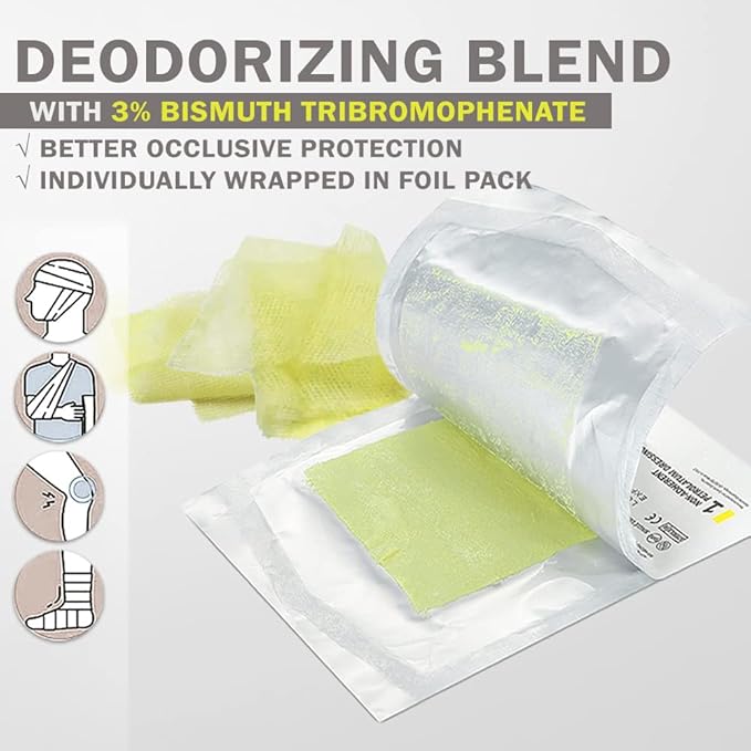EVERLIT Xeroform Petrolatum Dressing | Sterile, Non-Adherent Occlusive Fine Mesh Gauze Pad | Non-Toxic, Gentle Patch for Burns, Laceration, Surgical Incisions & Skin Grafts (2" x 2" | Pack of 25)